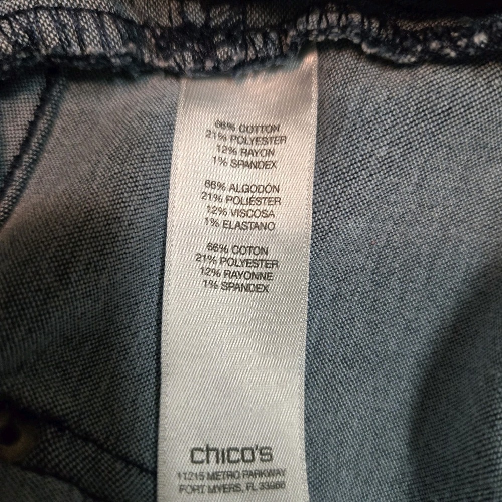 Chico's Sz 2 (L) 34x30 Blue Dark Wash Platinum Tapered Classic Stretch Jeggings - Picture 6 of 6
